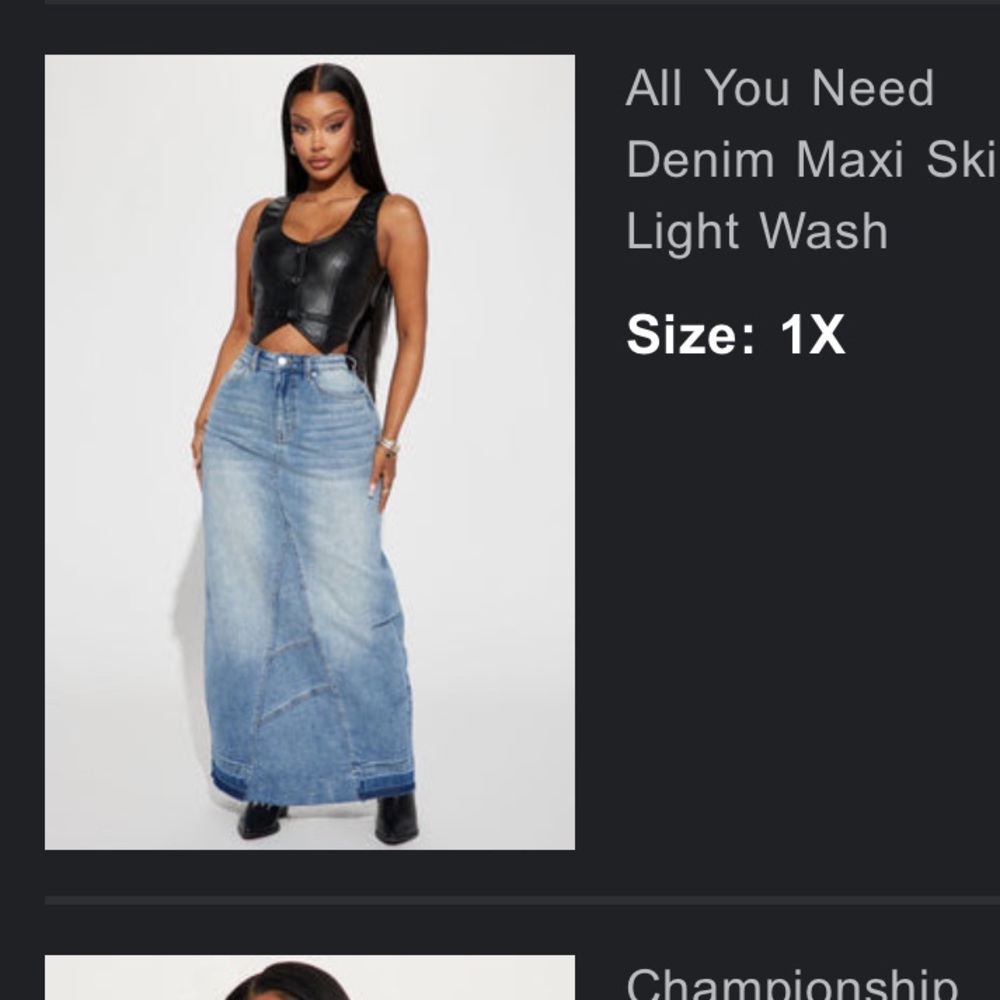 Fashion Nova Light Blue Denim Maxi Skirt 1X